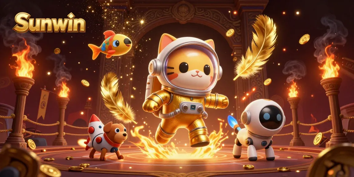 Engage in thrilling gameplay with Sunwin, surrounded by a vibrant casino scene filled with excitement.