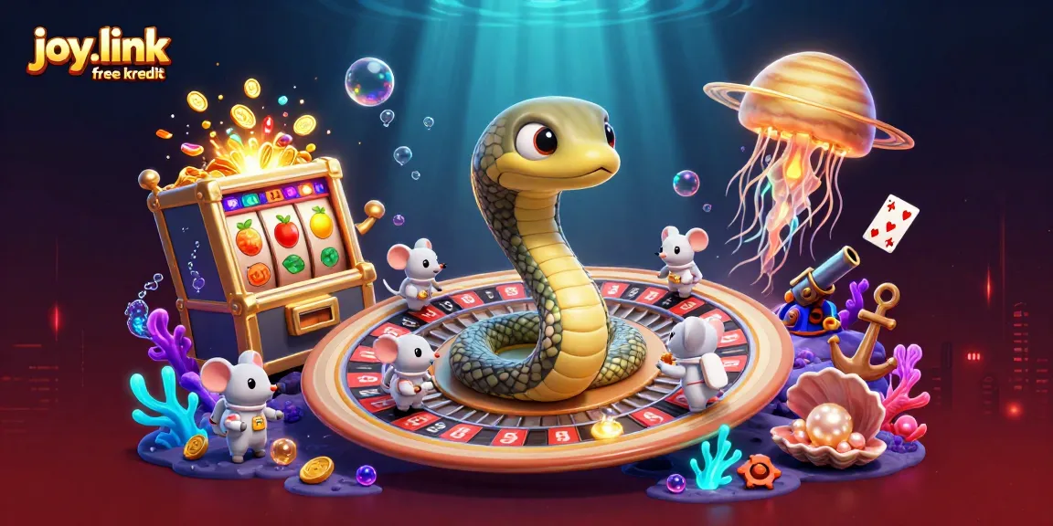 Experience the excitement of betting with joy.link free kredit in a vibrant 3D cosmic casino scene.