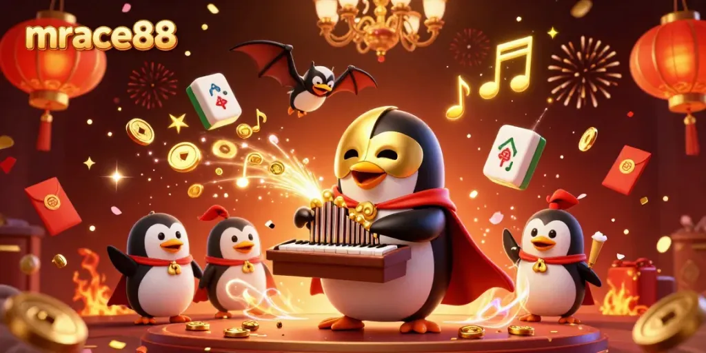 Experience thrilling gameplay with mrace88 through a dazzling 3D casino scene filled with golden elements and vibrant visuals.