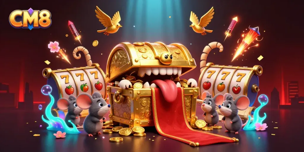 Engage with CM8's thrilling slot games featuring golden treasures and dynamic casino excitement.