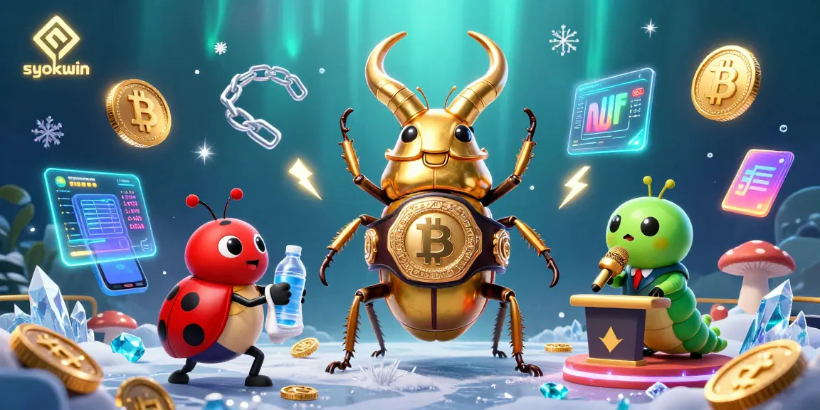 Engage with syokwin's colorful casino vibes featuring a golden stag beetle and dynamic elements.