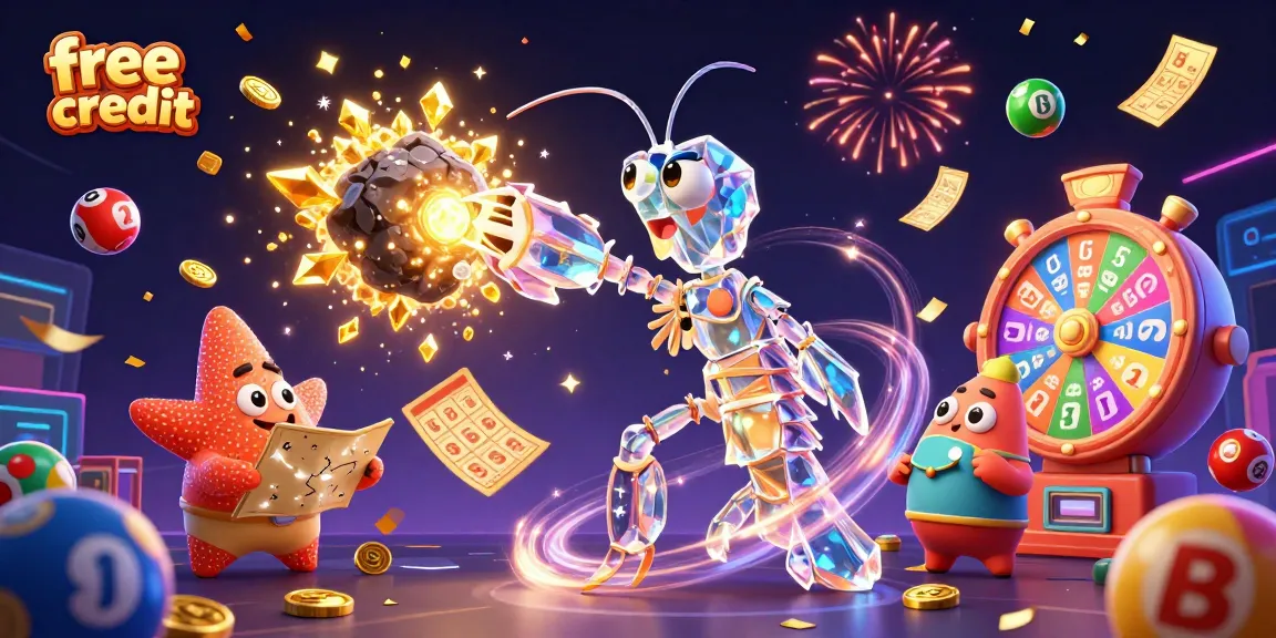Experience the excitement of free credit offers as characters engage in vibrant casino activities.